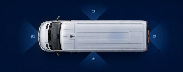 Fleet van with connected cameras covering the front, sides and rear