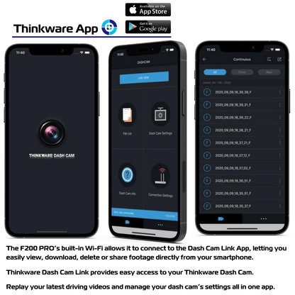 Thinkware F200 Pro Dash cam - Front Facing App - Trackershop