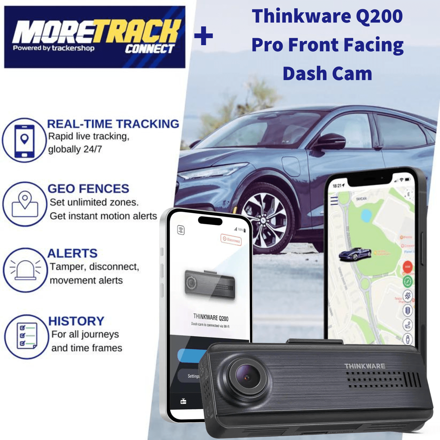Thinkware Q200 Pro Front Facing Dash Cam & Security Tracker - Trackershop